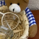 Cute Cartoon Bear Storage Basket Straw Storage Basket for Desktop Office Bedroom M