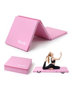 Everfit 180x60cm Gymnastics Mats Folding Exercise Floor Mat Portable 3 Fold Tumbling Mat Pink