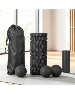 Everfit Foam Roller Set 4 in 1 Grid High Density Massager for Deep Tissue Trigger Point Myofascial Release Back Pain Muscle Recovery Gym Home Fitness Equipment with Storage Bag Supports 150kg