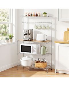 Artiss 4-Tier Metal Kitchen Rack Shelf Silver Storage Shelves Organizer Microwave Stand 90cmx151cm