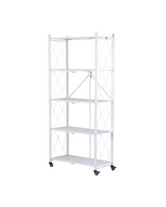 Artiss 5-Tier Foldable Kitchen Bakers Rack 71x160cm Microwave Stand White