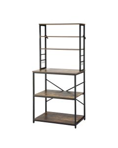 Artiss 6-Tier Kitchen Rack with 6 Hooks Microwave Storage Shelf 80cm x 167cm