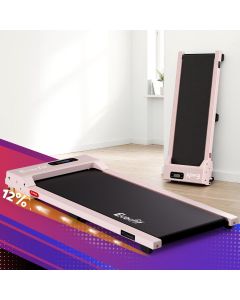  Everfit 3 in 1 Walking Pad Treadmill 12% Incline Under Desk Treadmills for Home Gym With 38cm Wide Belt Pink