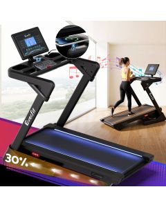 Everfit 500mm Wide Belt Treadmill 30% Auto Incline Foldable Treadmills for Home with LED Lights