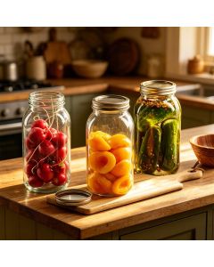 large capacity food storage jar, food-grade glass jar, airtight storage jar, pickle jar, grain storage, snack storage, tea storage, pantry organisation, Australian kitchen - Clear - Size 64oz-2pcs