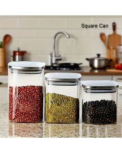 airtight storage jars, coffee bean jars, stainless steel lid, glass jars with lids, square canisters, pantry organisation, kitchen storage Australia - Clear - Size 2pcs-560ml