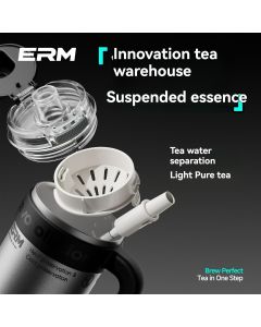 Giant Straw Tumbler Large Capacity Insulated Tumbler Ceramic Lined Cup - Metallic silver - Size porcelain-1200ml