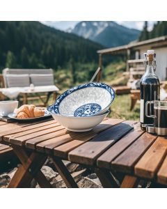 blue and white porcelain bowl, soup bowl, noodle bowl, ceramic bowl, large bowl, tableware, Australian home, dinnerware set, traditional design, durable ceramic - Cyan - Size 4pcs