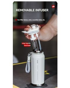 316 Stainless Steel Water Bottle Outdoor Insulated Bottle Sports Straw Bottle - White - Size 1200ml