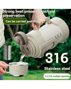 316 Stainless Steel Thermos Large Capacity Thermos Portable Thermos Flask - White - Size 2000ml