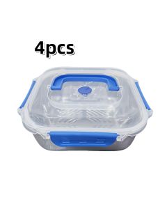 Silver 4PCS stainless steel food storage containers,airtight containers,meal prep containers,stackable food storage,Australian kitchen,leakproof food containers,reusable lunch containers