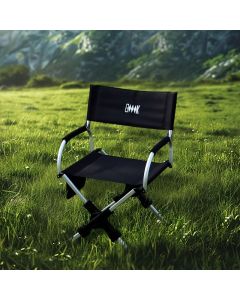 Folding camping chair, portable outdoor seat, camping furniture, lightweight folding chair, comes with carrying bag, Australian outdoor gear - black