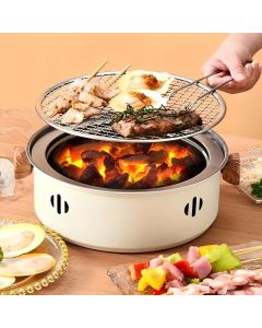 portable barbecue set, charcoal grill, tea boiling set, outdoor picnic, camping barbecue, indoor grill, Aussie camping, picnic Australia, dual function grill - White - Size set