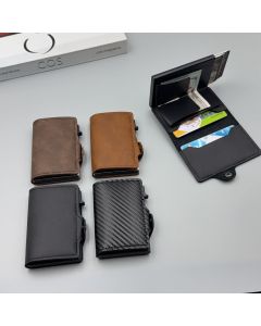 men's accessories, RFID-blocking card holder, aluminum card holder, carbon fiber pattern, security card holder, minimalist wallet alternative, Australian men, credit card protector, identity theft prevention, slim card holder - Mocha - Size M