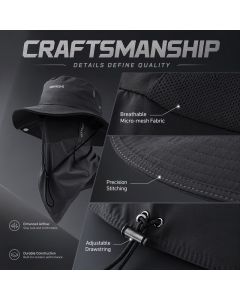 men's hat,wide-brim sun hat,two-piece hat,beach hat,hiking hat,outdoor work hat,foldable hat,unisex hat,face mask hat,breathable hat,Australian sun hat,mosquito protection hat - Gray - Size Hats and masks
