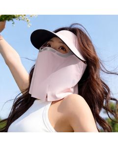 sun protection hat, detachable face mask hat, outdoor sports hat, lightweight sun hat, breathable hat, neck covering hat, foldable hat, unisex summer hat - Black - Size L