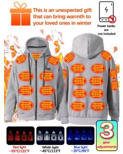 Heated Hoodie Electric Heating Hoodie Smart Heated Sweatshirt 23 Zone Heating - Gray - Size L(AU L/EU50)