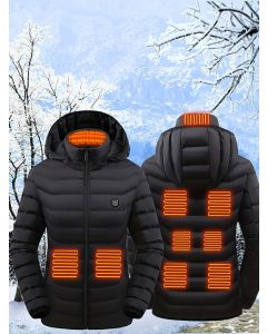 Heated Jacket Smart Heated Hoodie Lightweight Winter Coat Cotton Padded Jacket - Black - Size 2XL(AU 2XL/EU54)