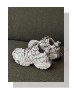 Chunky Sneakers Dad Shoes Thick Sole Sneakers High Street Sneakers Platform - Silver - Size 6(AU6/EU39)