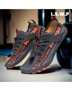 Men'S Aqua Shoes Non-Slip Water Shoes Breathable Fly Knit Wide Toe Box Shoes - Orange - Size 7(AU7/EU40)