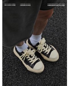 Canvas Sneakers Platform Sneakers Height-Increasing Shoes Unisex Casual Shoes - Black and white - Size 7(AU7/EU38)
