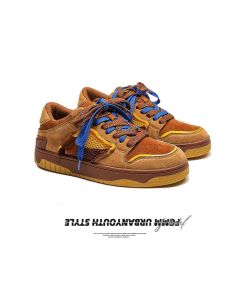 Vintage Sneakers Retro Skate Shoes Couple Matching Shoes Unisex Canvas Shoes - Camel - Size 12(AU12/EU43)
