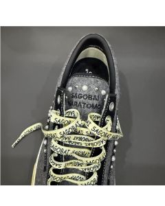 Vintage Skate Shoes Distressed Sneakers Retro Lightning Shoes Worn-In Casual - Gray-black - Size 6(AU6/EU37)