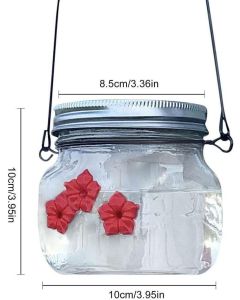 Hummingbird Feeder with 3 Ports, Transparent Window Hummingbird Feeder, 500ml Small Bird Wild Bird Feeding Jar with Feeding (1PC)
