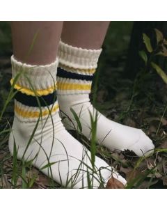 3 PAIRS Novelty Socks For Women Striped Retro Crew Socks Sporty Calf Socks Casual Cotton Socks Women