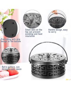 Exquisite Metal Mosquito Coil Holder Long-Lasting Coil Incense Burner for Indoor and Outdoor (Black) office, bedroom, terrace