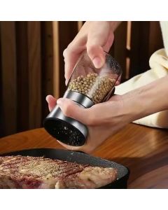 Silver Blue Stainless Steel Salt And Pepper Grinder Set Adjustable Grinders Glass Salt And