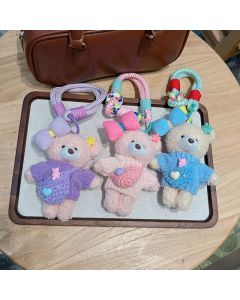 cute teddy bear keychain, knitted sweater keychain, plush keychain, bag charm, women's accessory, fashion accessory, Australian fashion, gift for her - Blue - Size 1
