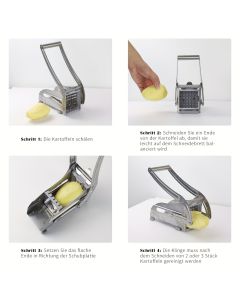 Stainless Steel French Fry Cutter, Adjustable Thickness Vegetable Slicer