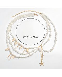 Pearl and Shell Waist Chain, Women's Beach-Inspired Jewelry