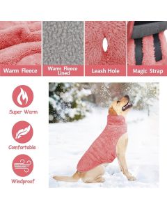Pink XL Dog Fleece Vest, Super Warm & Windproof Winter Coat for Large Dogs