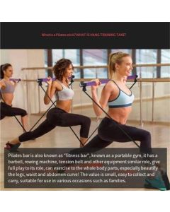 Blue multi-functional Pilates fitness stick elastic rope yoga pole stretch back training device chest expansion pull rod arm strength device