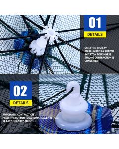 1 piece foldable hexagonal fishing net, various sizes - portable PA nylon net, suitable for mackerel, red crab, crab, etc. - dark green, easy outdoor fishing tool, suitable for Father's Day and holidays, fishing net