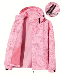 Plus Size Women'S Jacket Spring Autumn Outdoor Coat Detachable Hood Jacket - Purple - Size 3XL(AU 3XL/EU56)
