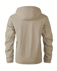 Men'S Hooded Windbreaker Lightweight Windbreaker Casual Jacket With Pockets - Khaki - Size 4XL(AU 4XL/EU58)