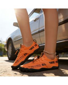 Men'S Aqua Shoes Non-Slip Water Shoes Breathable Fly Knit Wide Toe Box Shoes - Orange - Size 8(AU8/EU41)