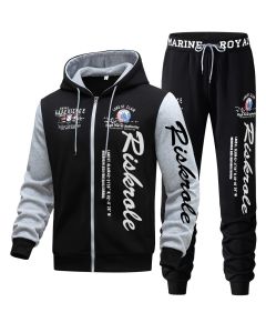 Men'S Hoodie Set Letter Print Hoodie Casual Sportswear Jogger Set Australian - Light Gray - Size XL(AU XL/EU52)