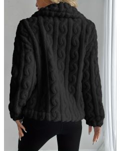 Double-Sided Fleece Coat Turn-Down Collar Button Coat Women'S Winter Outerwear - Pink - Size XL(AU XL/EU52)