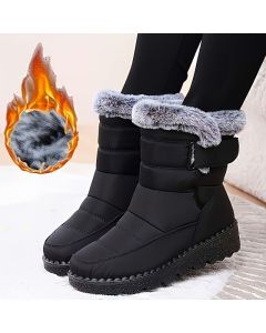 Women's Faux-Fur Trimmed Snow Boots - Red - Size 10(AU10/EU38)