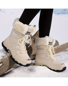 Women's long-sleeve snow boots, winter, fleece-lined, warm, outdoor, snow, sports shoes, minus temperature, cold, women's high-top shoes, casual, daily, leisure, hiking boots, slip-resistant, wear-resistant, large size, women's shoes, - Khaki - Size 5(AU5