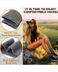 Gray Black Merino Wool Hiking Socks 5 Pack Hiking Socks Moisture Wicking Socks Breathable