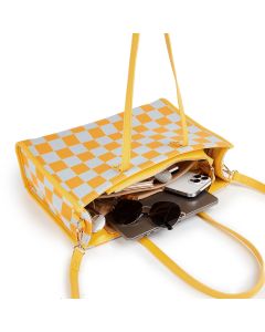 "Yuanqi Checkerboard" Warm Yellow tote bag | Two-in-one handbag and cross-body bag, can hold sunshine and trivial matters, the first choice for energetic commuting
