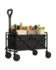 250KG Load Capacity 300L Large Capacity Heavy Duty Foldable Beach Car - All-Terrain Foldable Multi-Functional Handcart with Large Wheels, Side Pockets and Brakes - Durable Oxford Fabric and Stainless Steel Structure, Suitable for Camping, Garden, Sports a