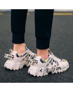 Women's Fashionable Graphic-Print Chunky Sneakers - Beige - Size 6(AU6/EU37)