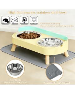 Cat Feeder Elevated Cat Feeder Dual-Bowl Cat Feeder Cat Food Bowl Cat Water