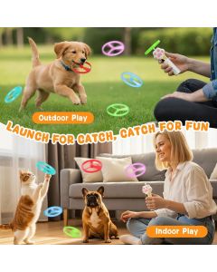Cat Toy Dog Toy Rechargeable Disc Launcher Flying Spinners Interactive Pet